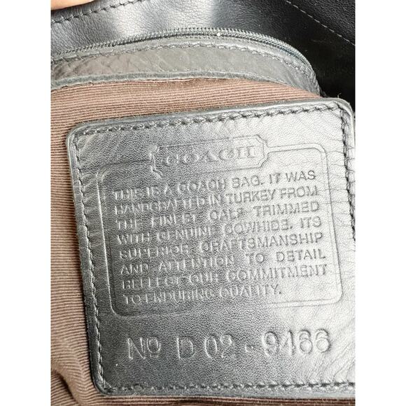 Vintage Coach 9466 Black Cowhide Leather Tote Shoulder Bag Whipstitch - Picture 9 of 10